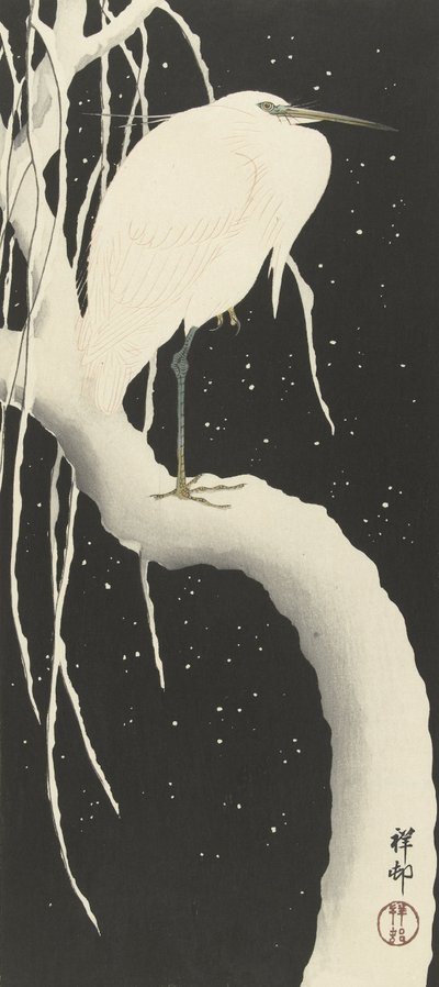 Garza en la nieve, 1925-1936 de Ohara Koson